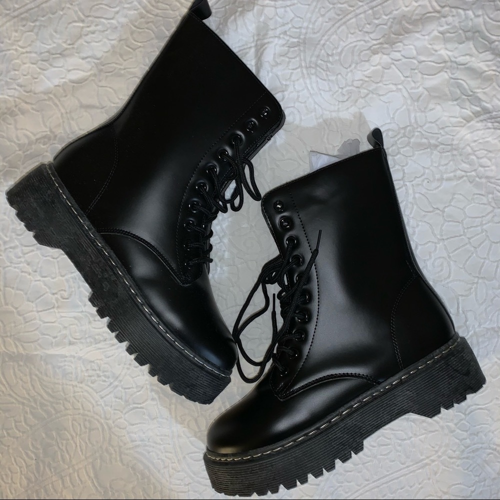 Black combat boots